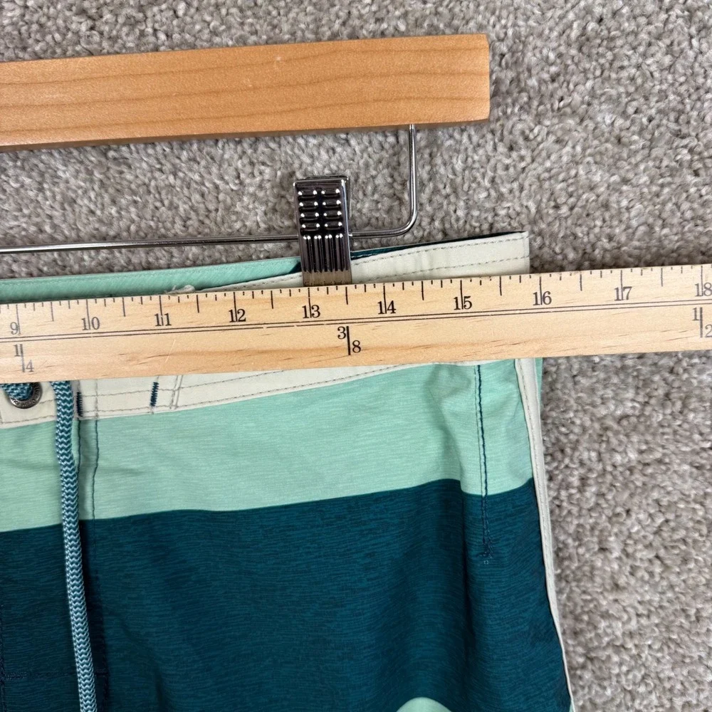 Jetty Marine Supply Mens Size 31 Striped Board‎ Shorts Green Teal Swim Trunks